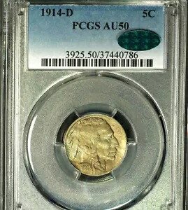 1914-D 5C AU50 PCGS/CAC-バッファロー ニッケル