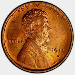 1915-D 1c PCGS MS 65 RB ~ ベターデイト ジェム リンカーン セント