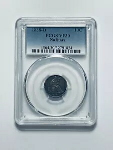 1838-O シーテッド リバティ ダイム スターなし PCGS VF30