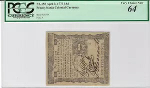 PA-155 1772 年 4 月 3 日のペンシルバニア植民地通貨