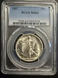 1917年 リバティウォーキング ハーフダラー * PCGS MS64 * 美しい光沢のあるコイン｜WORLD RESOURCE【KING店】