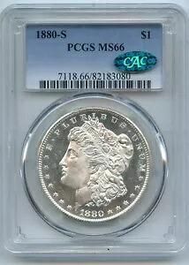 1880-S $1 モルガン シルバー ダラー PCGS MS66 CAC インゲン豆 - GC042｜WORLD RESOURCE【KING店】