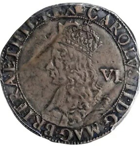 1660-2 チャールズ II シックスペンス、ロンドン、mm クラウン、PCGS XF 詳細、S-3323、旧ソルトン｜WORLD RESOURCE【KING店】