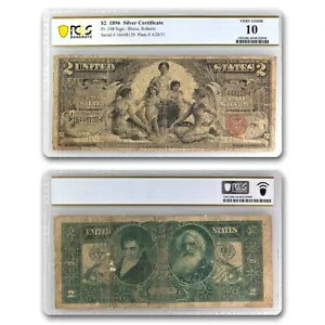 1896年 $2.00 シルバー証明書教育ノート VG-10 PCGS(Fr#248) 264,330円