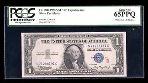 DBR 1935-A $1 シルバー エクスペリメンタル (R) Fr. 1609 ジェム PCGS 65 PPQ シリアル S71288191C｜WORLD RESOURCE【KING店】