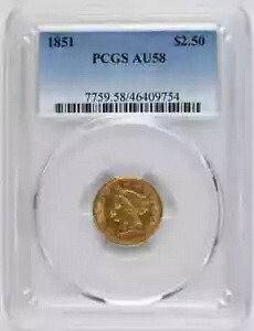 1851 P $2.50 ゴールド リバティ ヘッド クォーター イーグル PCGS AU-58
