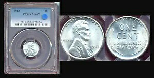1943 1C PCGS MS67 ミント ラスター スモール リンカーン セント