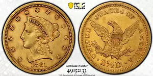 1861 PCGS AU53 $2.5 ゴールド リバティ クォーター イーグル ゴールド シールド認定