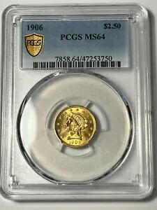 US ゴールド $2.50 リバティ ヘッド クォーター イーグル 1906 PCGS MS64
