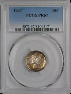 1937 10C マーキュリー ダイム PCGS #3668-2 PR67