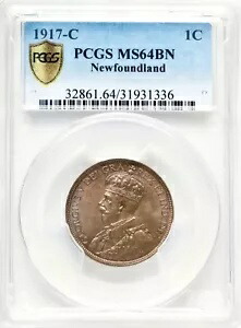(カナダ) ニューファンドランド 1917-C ラージ セント PCGS MS64BN