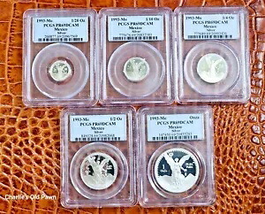 1993 Mo PCGS PR69DCAM (5) コイン シルバー メキシコ リベルタ セット 1 オンス コイン ブラスト ホワイト!