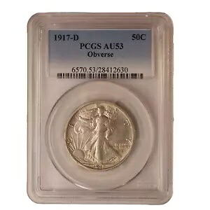 1917 D ウォーキング リバティー ハーフダラー ** PCGS AU53 **表** 送料無料 778