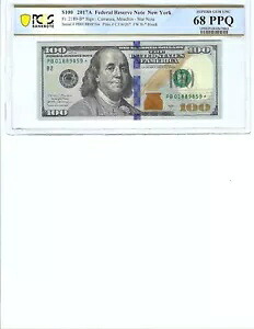 2017 $100 FRN FR2189-B* PCGS 68 PPQ、ボストン、スターノート S/N B01889859*!!!