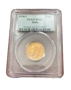 インド 1918 I ゴールド 1 ソブリン ポンド PCGS MS63