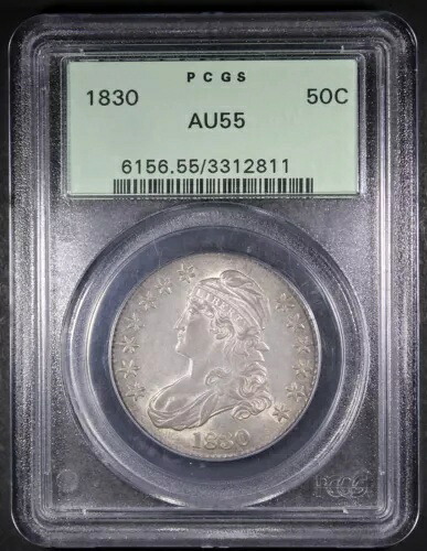 1830 キャップド バスト ハーフダラー グレード AU55 by PCGS OGH オールド グリーン ホルダー