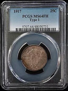 1917 タイプ 1 スタンディング リバティ クォーターは PCGS によって MS 64 FH 認定されました。
