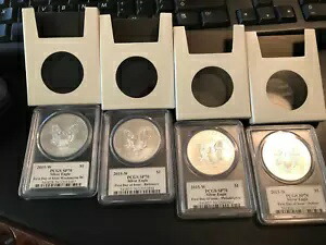 2015W バーニッシュシルバー イーグル PCGS SP 70 メルカンティ FDOI 4 コイン ロケーション セット MS