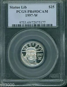 1997-W $25 スタチュー リバティ 1/4 オンス。プラチナ PCGS PR69 プルーフ PF69 初年度号｜WORLD RESOURCE【KING店】