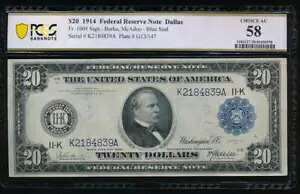 AC Fr 1004 1914 $20 ダラス FRN PCGS 58 バーク/マカドゥー