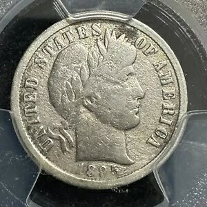 1895-o バーバー ダイム、キー デート、PCGS F 詳細、送料無料オファー