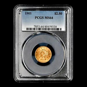 1901 年 $2.50 ゴールドピース ? PCGS MS-64 ? リバティ クォーター イーグル 2 1/2 コイン ?信頼できる?