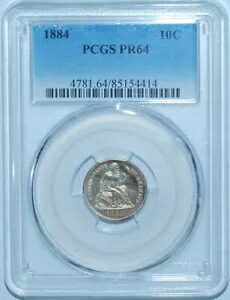 1884 PCGS PR64 プルーフ ストライク シーテッド リバティ ダイム