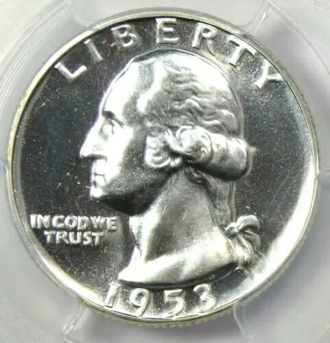 1953 プルーフ 再彫刻テールフェザー TF ワシントン クォーター 25C FS-901 - PCGS PR66