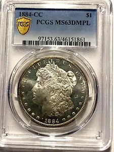 #A4710、モルガン シルバー ダラー PCGS 1884 CC MS 63 DMPL