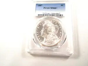1887 モーガン シルバー ダラー PCGS MS-66+ ブラスト ホワイト、セミ PL ミラー SUPERIOR