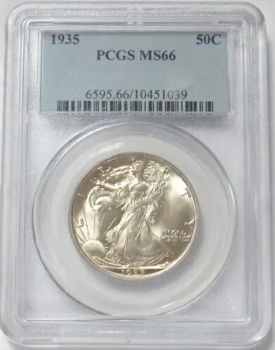 1935年 USA ウォーキング リバティ ハーフダラー 50C WLH コイン PCGS ミントステート 66