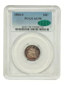 1884-S 10C PCGS/CAC AU58 - リバティ シーテッド ダイム