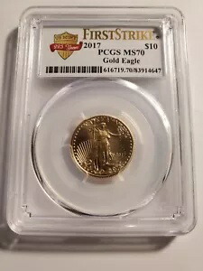 2017 1/4 オンス PCGS MS70 $10 ゴールド アメリカン イーグル - ファースト ストライク - 225 周年