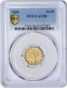 1854 $2.50 ゴールド リバティ ヘッド AU58 PCGS