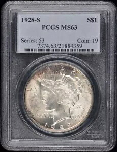 1928-S 1 ドル平和ドル PCGS MS63