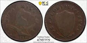1787 コロニアル ニュージャージー カッパーズ - コッパー PCGS VG-10 BN 小枝に隠された WM