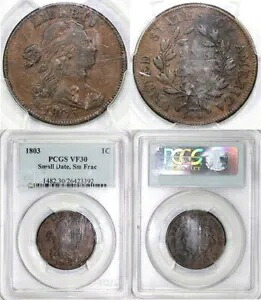 1803 1c S-247 スモール デイト スモール フラク ドレープ バスト ラージ セント PCGS VF 30｜WORLD RESOURCE【KING店】