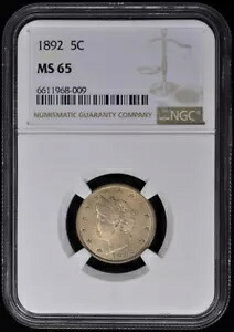 1892 リバティ ニッケル 5C NGC MS65
