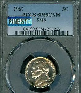 1967 ジェファーソン ニッケル PCGS SP68 CAM PQ MAC 最高級レジストリおよびスポットレス *