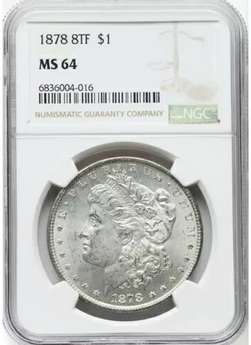 1878 8TF モルガン ドル S$1 NGC MS64