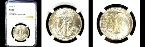 1943 50C NGC MS66- PQ ウォーキング リバティ ハーフ