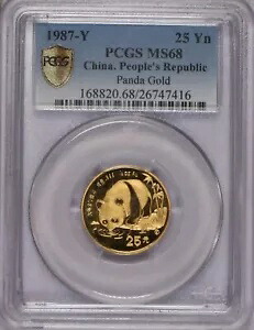 1987-Y ゴールド パンダ 1/4 オンス25元 PCGS MS68｜WORLD RESOURCE【KING店】