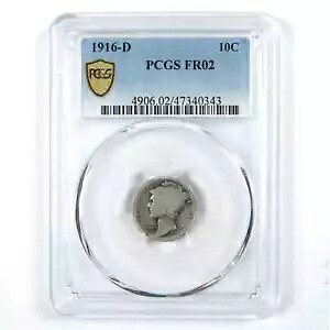 1916 D マーキュリー ダイム FR 2 PCGS シルバー 10c コイン SKU:I12831｜WORLD RESOURCE【KING店】