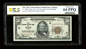 DBR 1929 $50 FRBN シカゴ神父1880-G PCGS-B 64 PPQ シリアル G00035676A|WORLD RESOURCE【KING店】