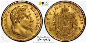 フランス 1868 A 20 フラン PCGS MS63 (BR)｜WORLD RESOURCE【KING店】