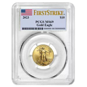 2023 $10 アメリカン ゴールド イーグル 1/4 オンス PCGS MS69 FS フラグ ラベル