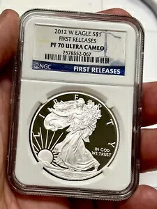 2012-W $1 プルーフ アメリカン シルバー イーグル コイン NGC PF70 初リリース ブルー ラベル