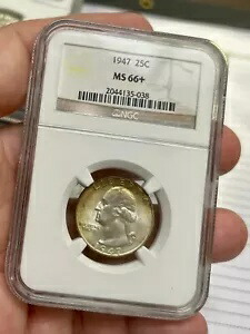 1947 25c ワシントン シルバー クォーター NGC MS66+ トナー