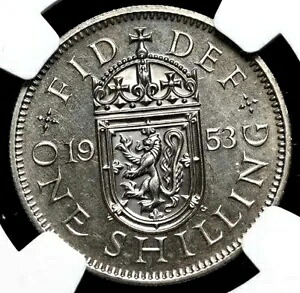 NGC PF65 G 英国 1953 エリザベス 2 世戴冠式 プルーフ 1S シリング スコットランド クレスト
