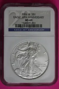 2006 W MS 69 シルバー アメリカン イーグル 20 周年記念 NGC 認定 グレード 574